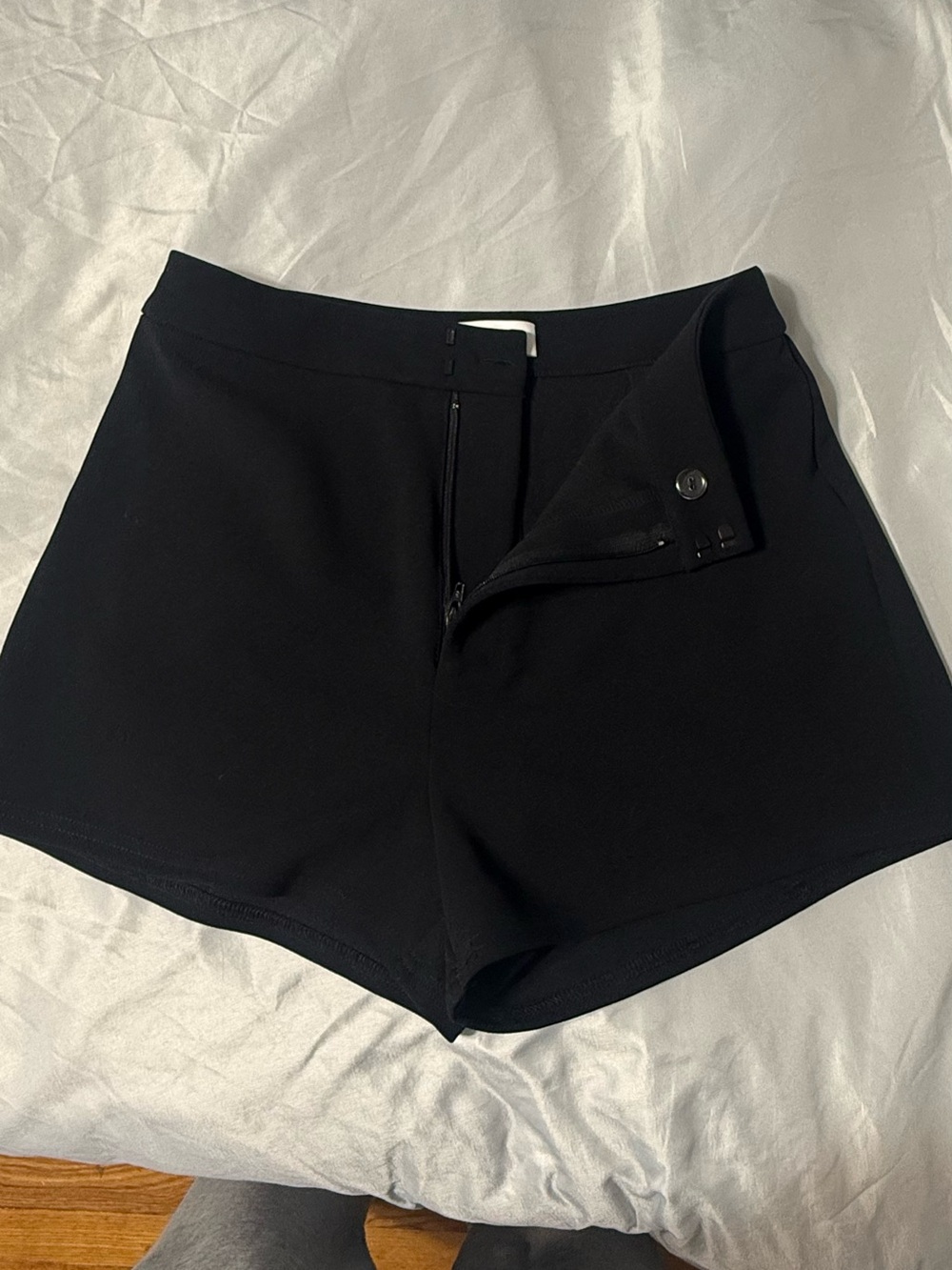 Meshki Black High-Waist Tailored Shorts